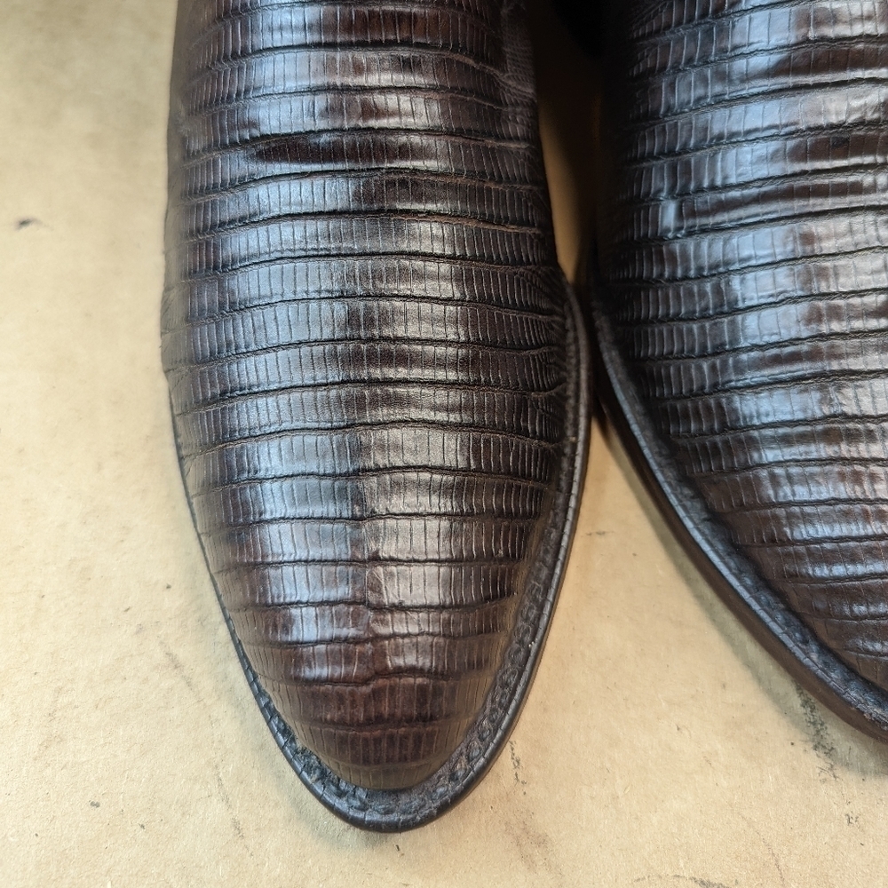 Lucchese Boots men's size 8.5EE Exotic Genuine Brown Teju Lizard Classic Western - Picture 4 of 13